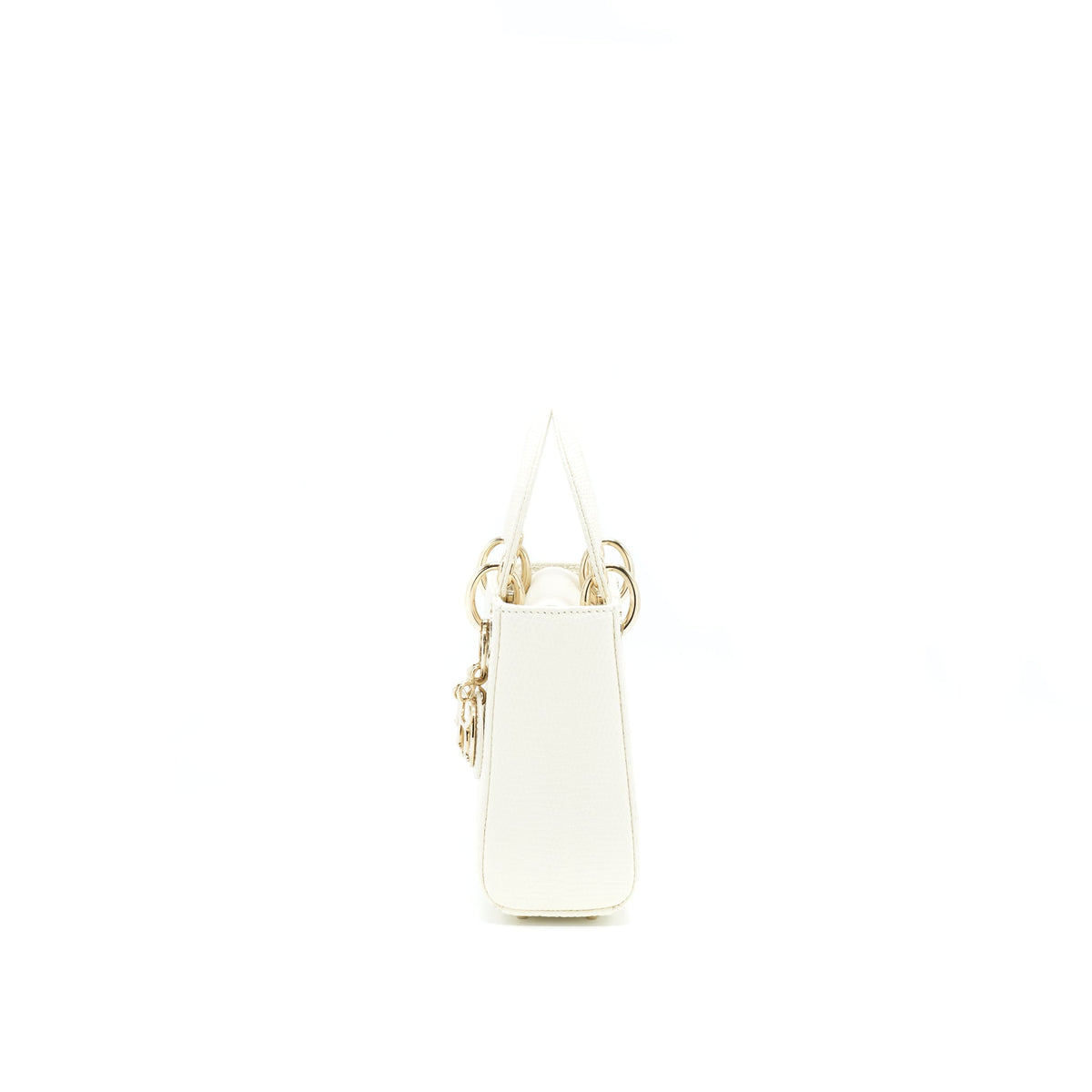Dior Lizard Mini Lady Dior Bag White LGHW