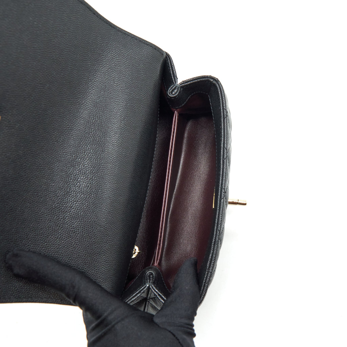 Chanel Small Coco Handle Caviar Black LGHW (Microchip)
