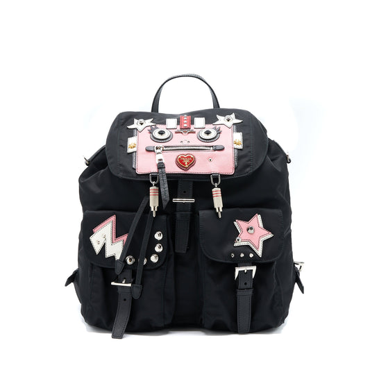 Prada Backpack Nylon Black/ Multicoloured SHW