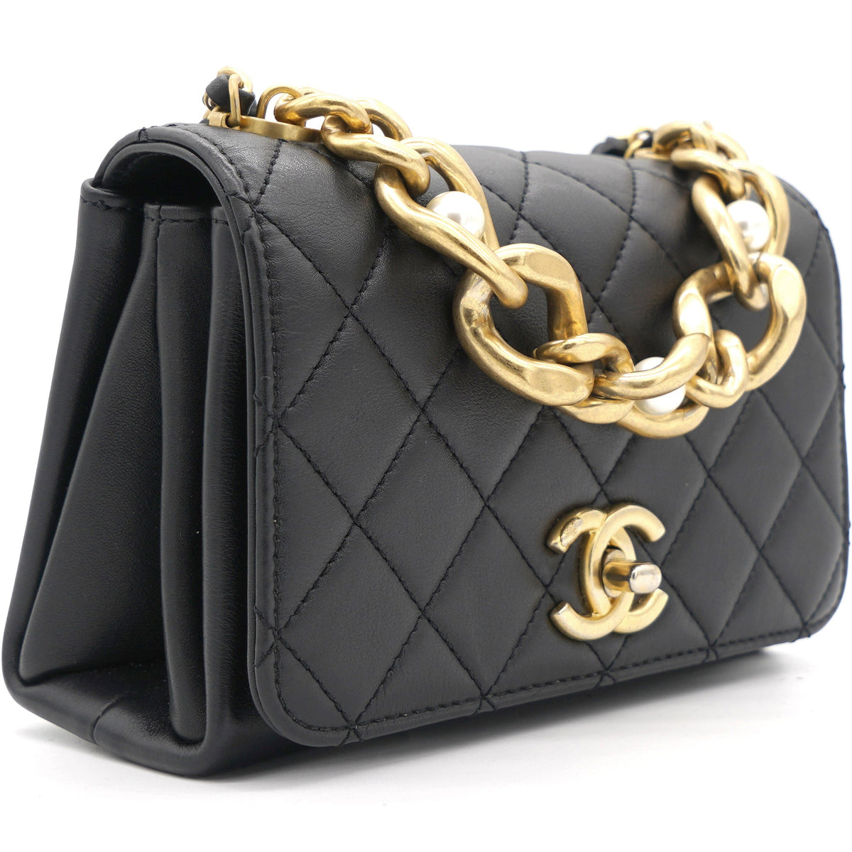 Chanel Pearl Boy Chain Bag Black