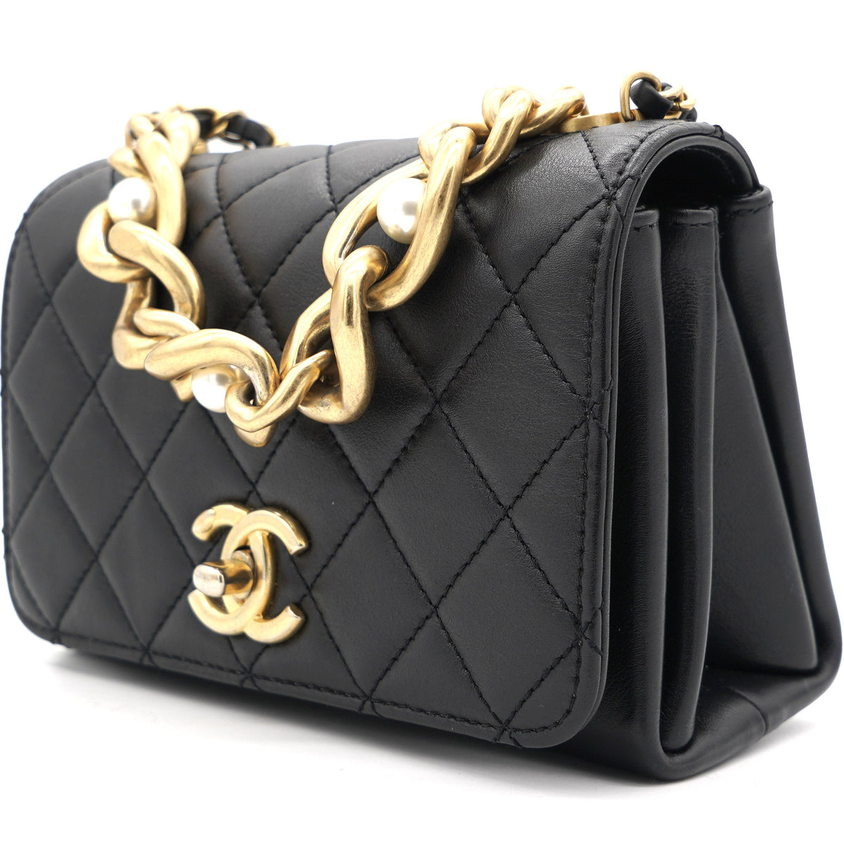 Chanel Pearl Boy Chain Bag Black