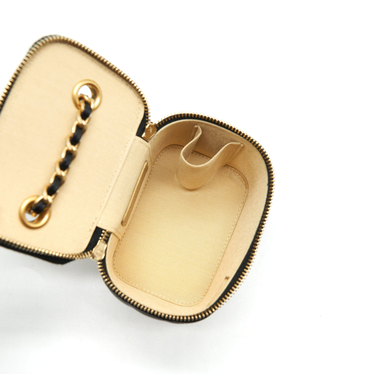 Chanel Pearl Crush Mini Vanity With Chain Lambskin Black GHW