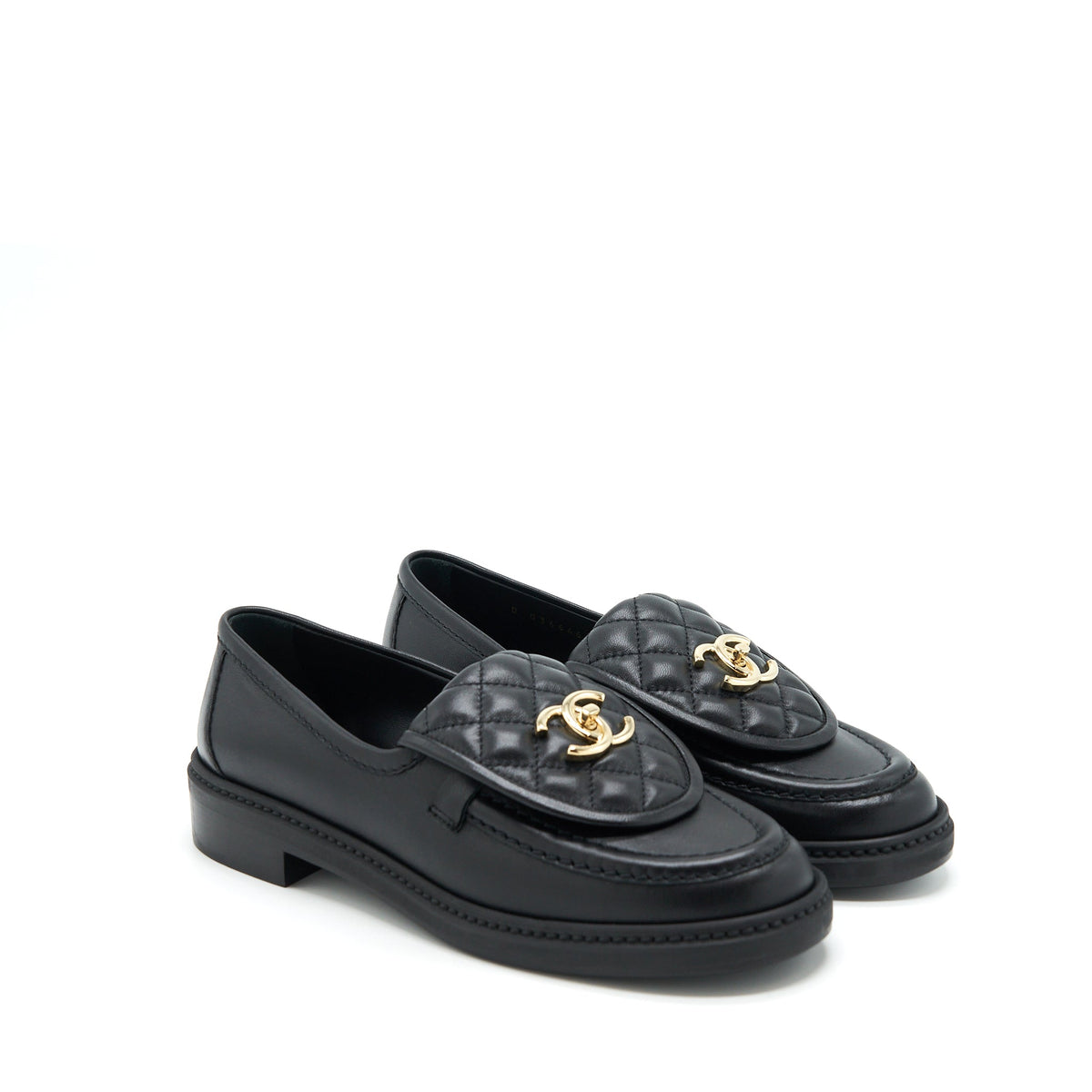 Chanel Size 37 22S Quilted CC Logo Loafer Black LGHW