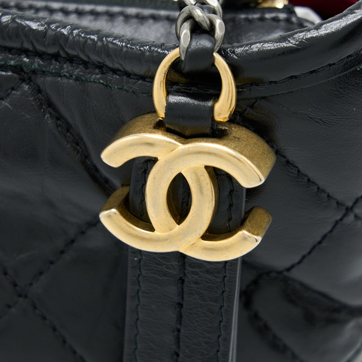 Chanel Small Gabrielle Hobo Bag Calfskin Black Multicolour Hardware