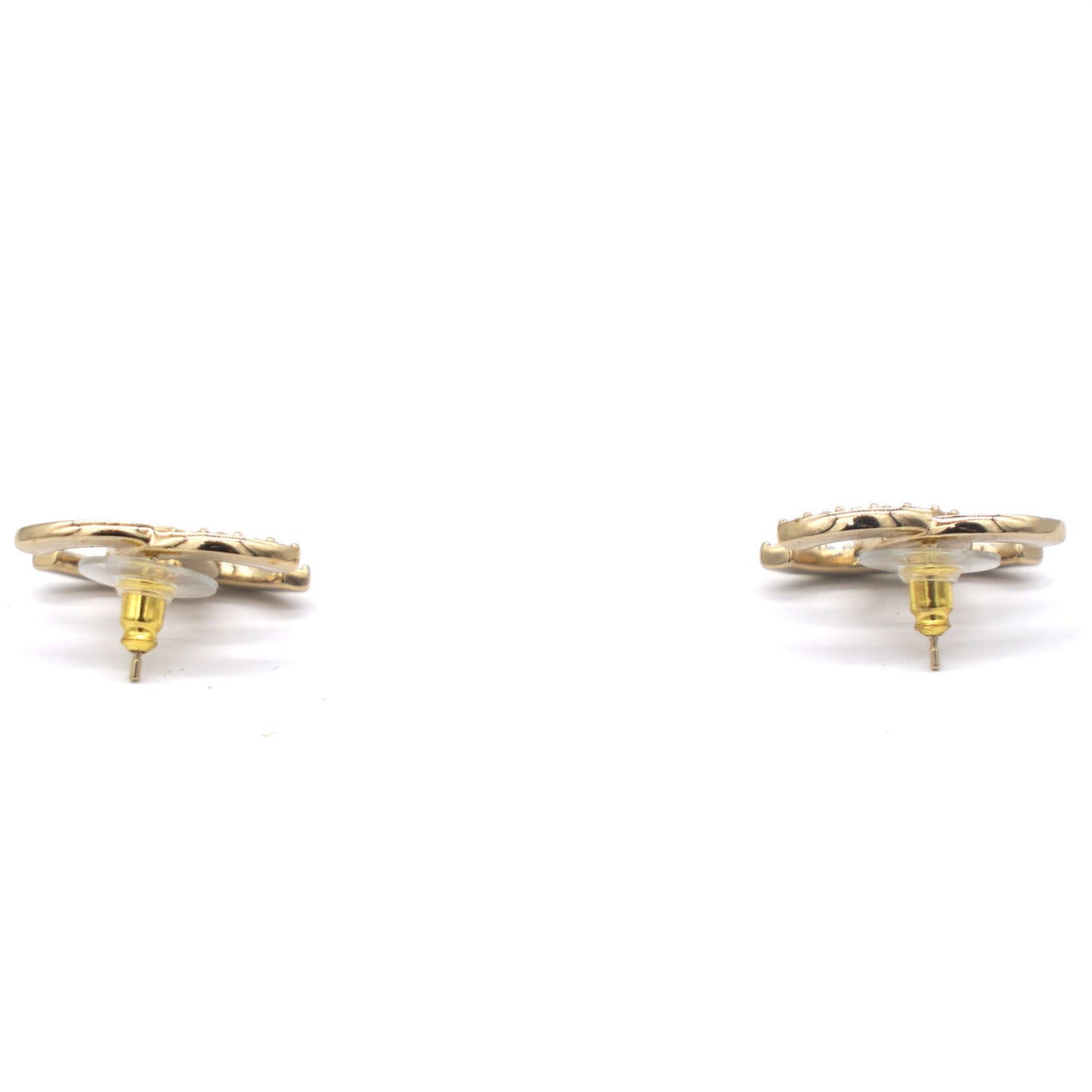 Chanel CC Gold Tone Earrings