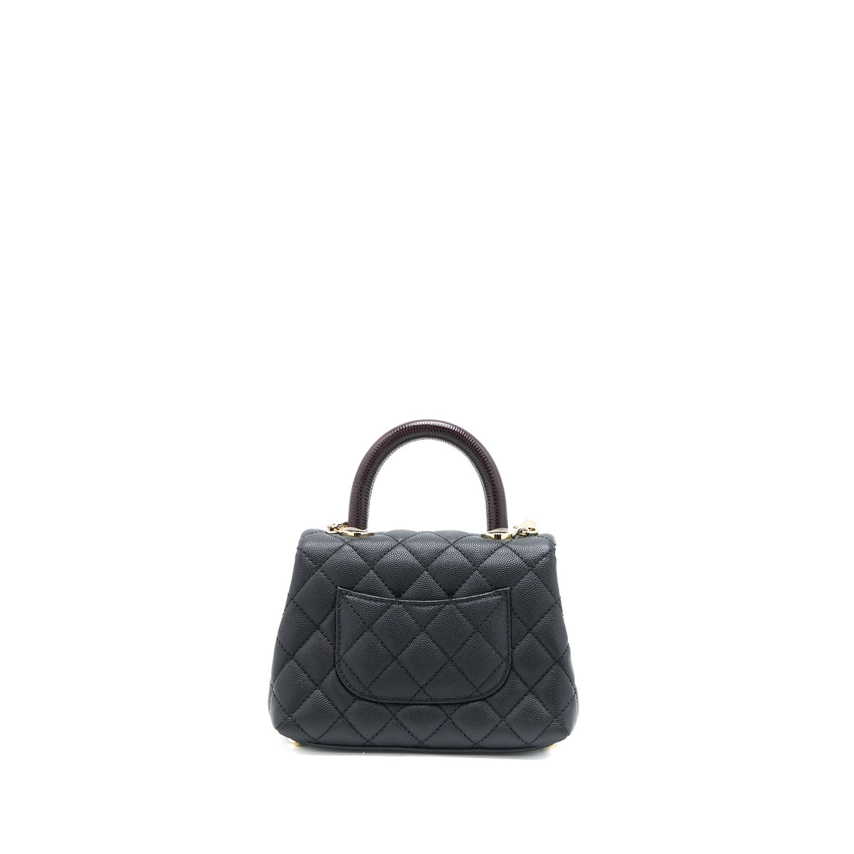 Chanel Mini Coco Handle Caviar Black/Burgundy Handle LGHW