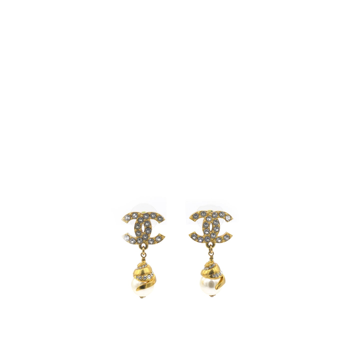 Chanel CC Logo Pearl Earrings