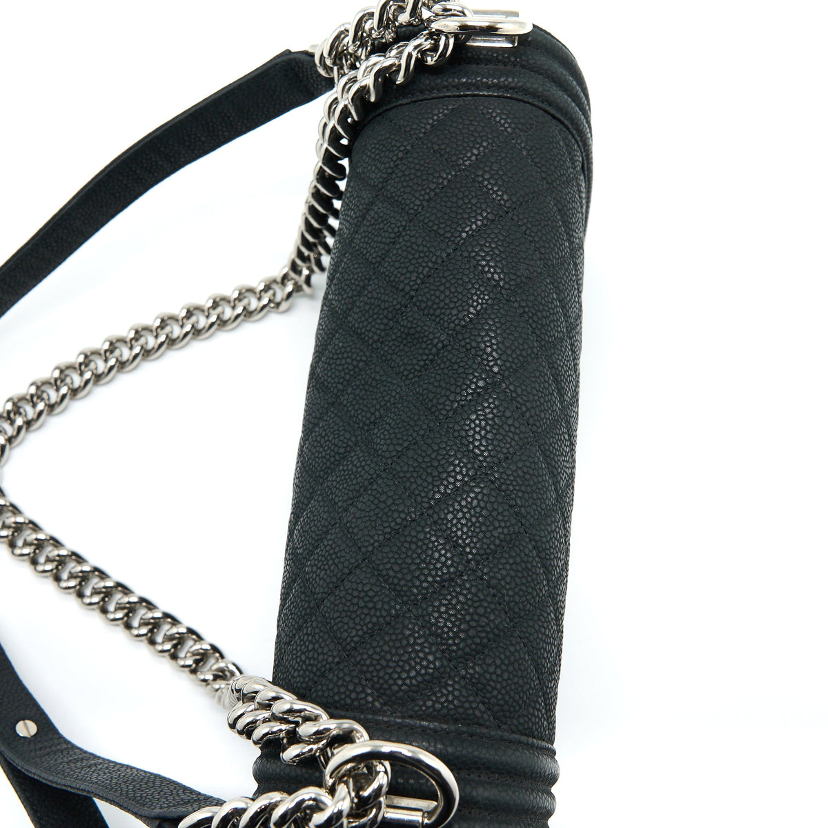Chanel Medium Boy Bag Grained Calfskin Black SHW