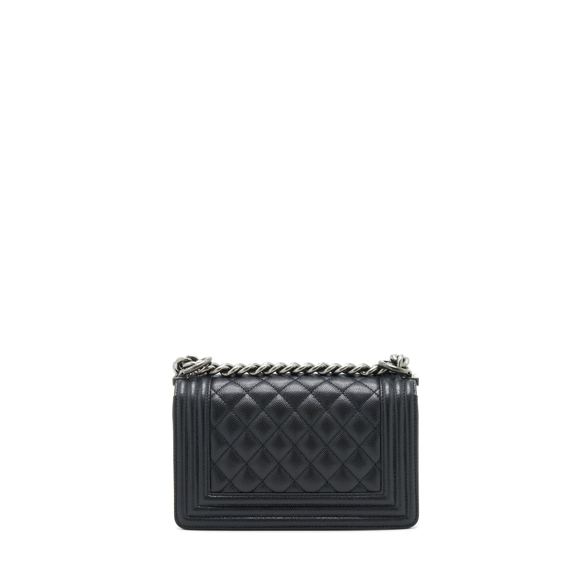 Chanel Small Boy Bag Caviar Black Ruthenium Hardware (Microchip)