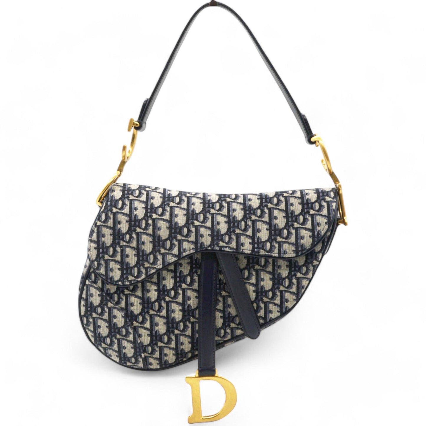 Dior Oblique Canvas Saddle Bag Blue Medium