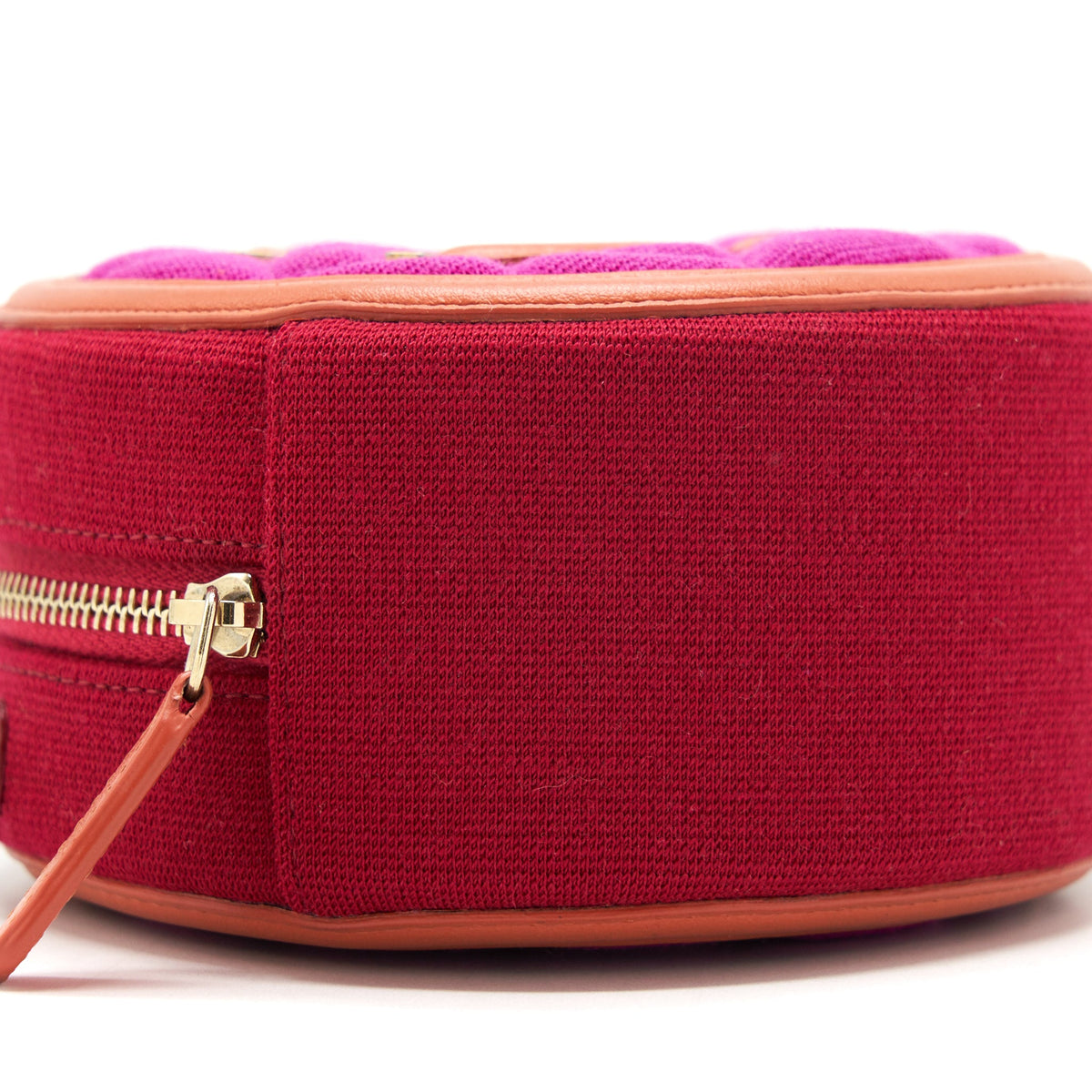 Chanel mini round Vanity with Chain Fabric Multi colour GHW
