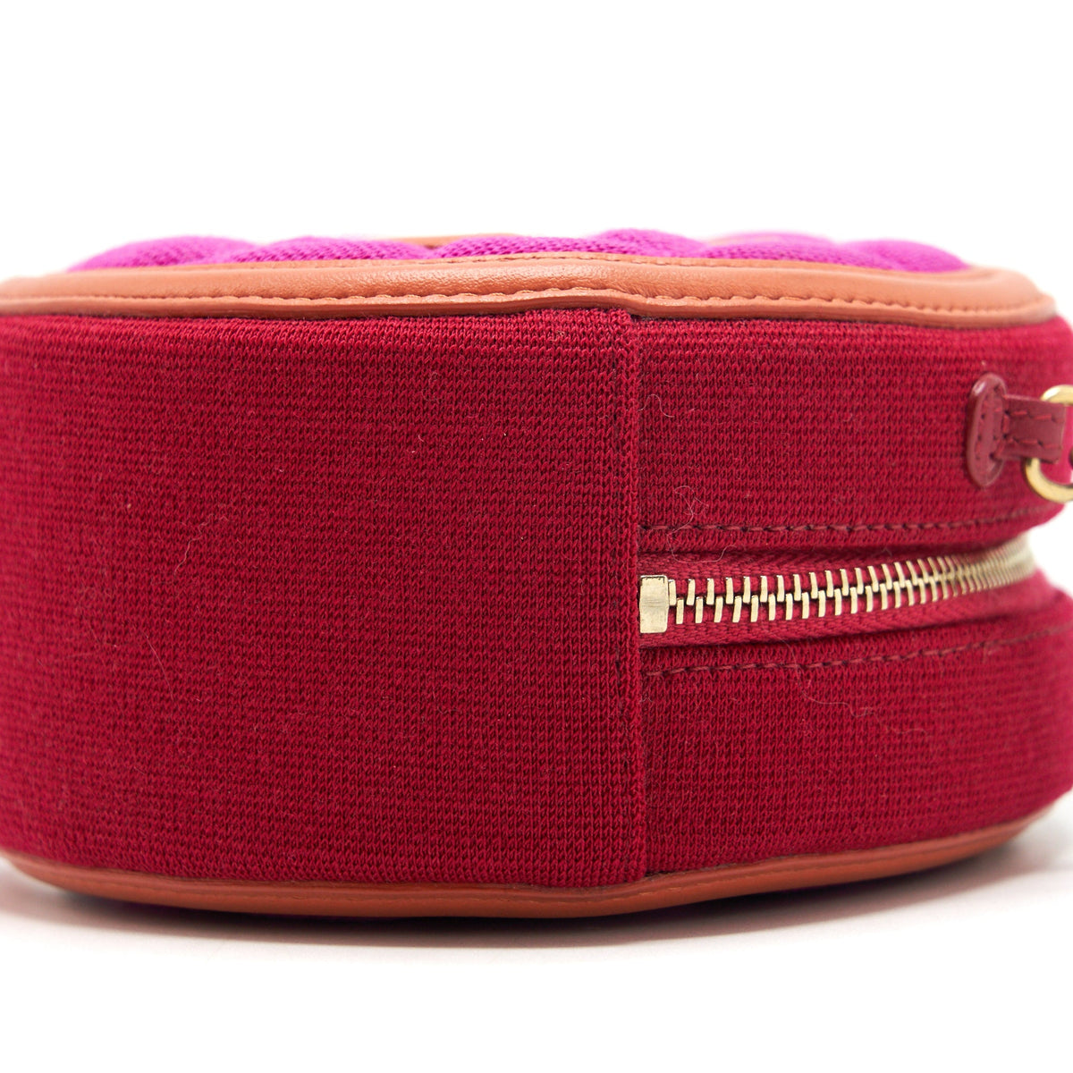 Chanel mini round Vanity with Chain Fabric Multi colour GHW