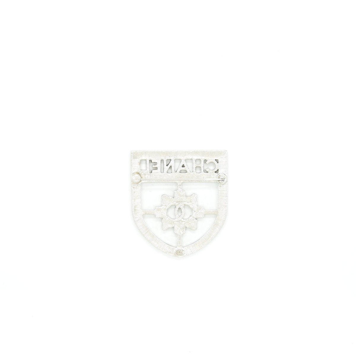 Chanel Shield Brooch With Crystals SHW
