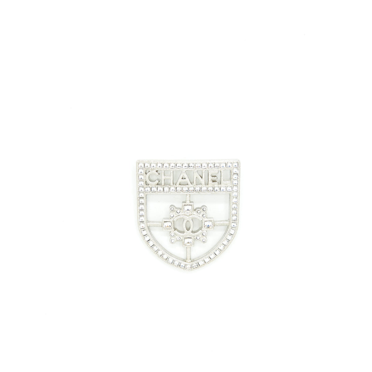 Chanel Shield Brooch With Crystals SHW
