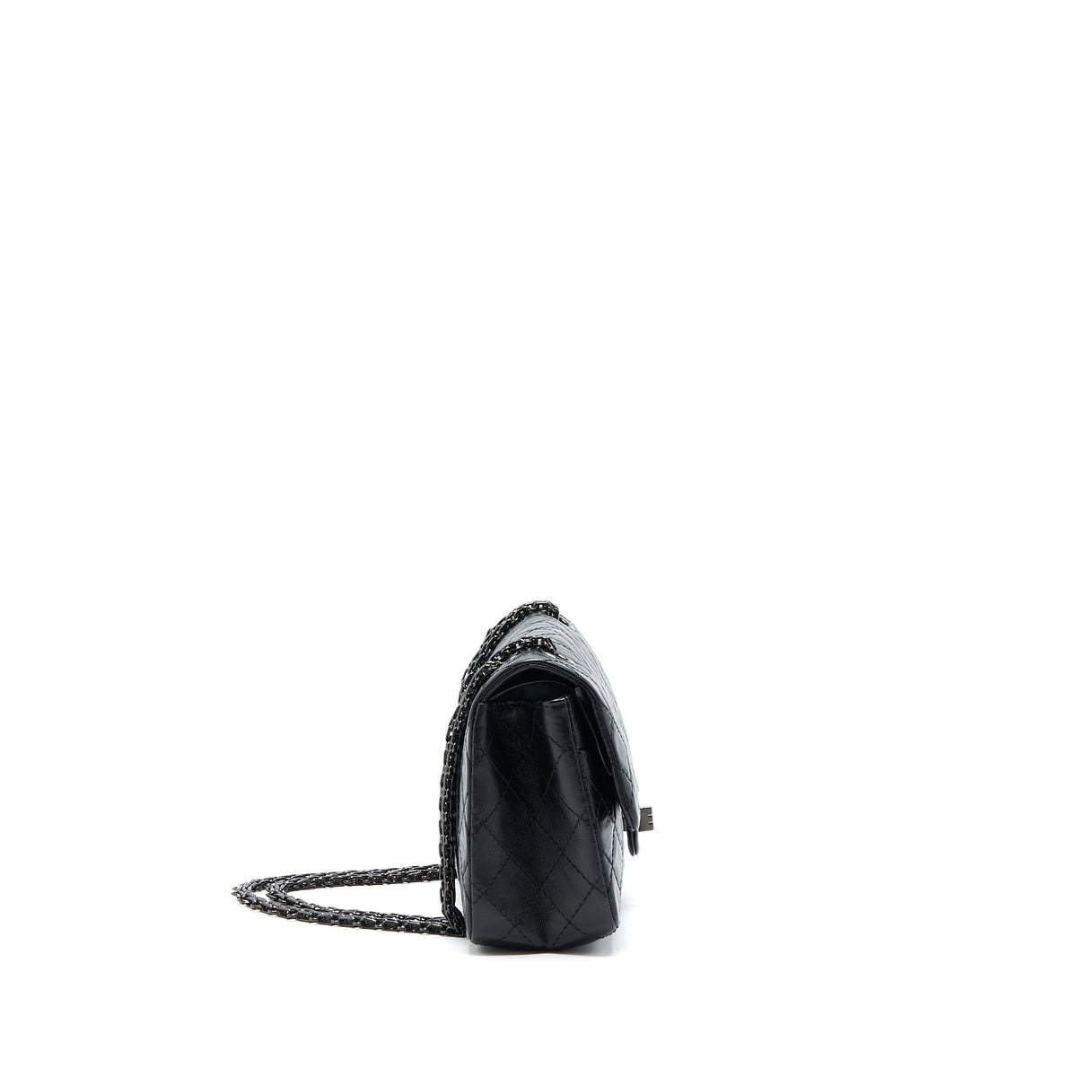 Chanel Small 2.55 Reissue Flap Bag Aged Calfskin So Black with Black Hardware (Microchip)