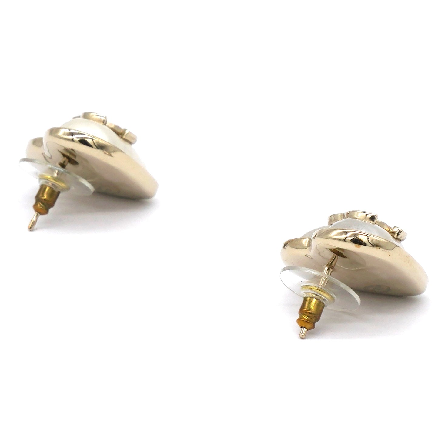 Chanel Chanel Pearl CC Heart Earrings Gold