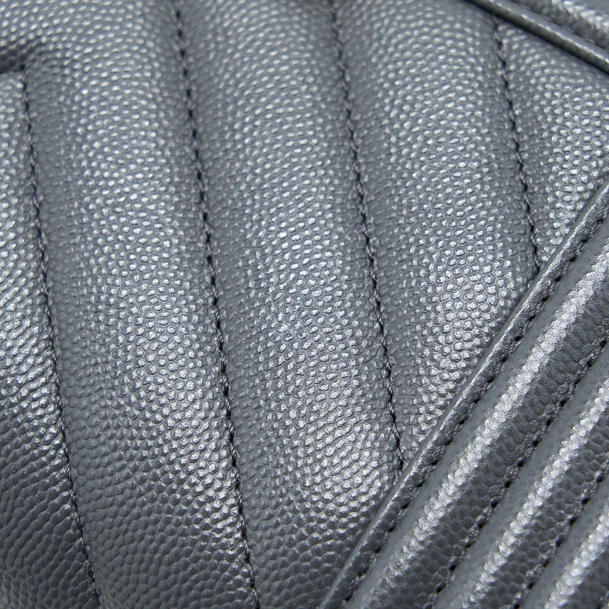 Chanel Small Boy Bag Chevron Caviar Dark Grey Brushed GHW (Microchip)