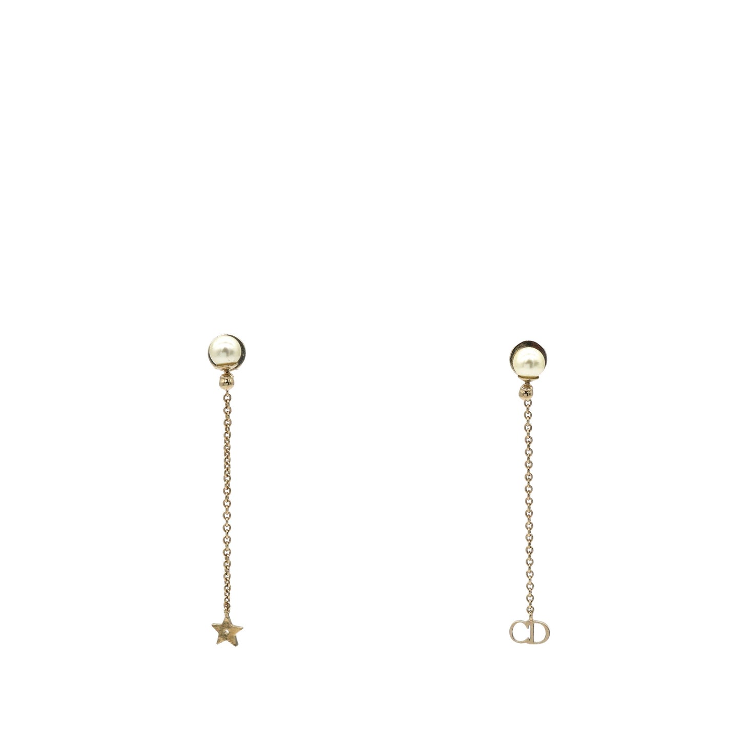 Dior Dior Pearl La Petite Tribale Dangle Chain Earrings Gold