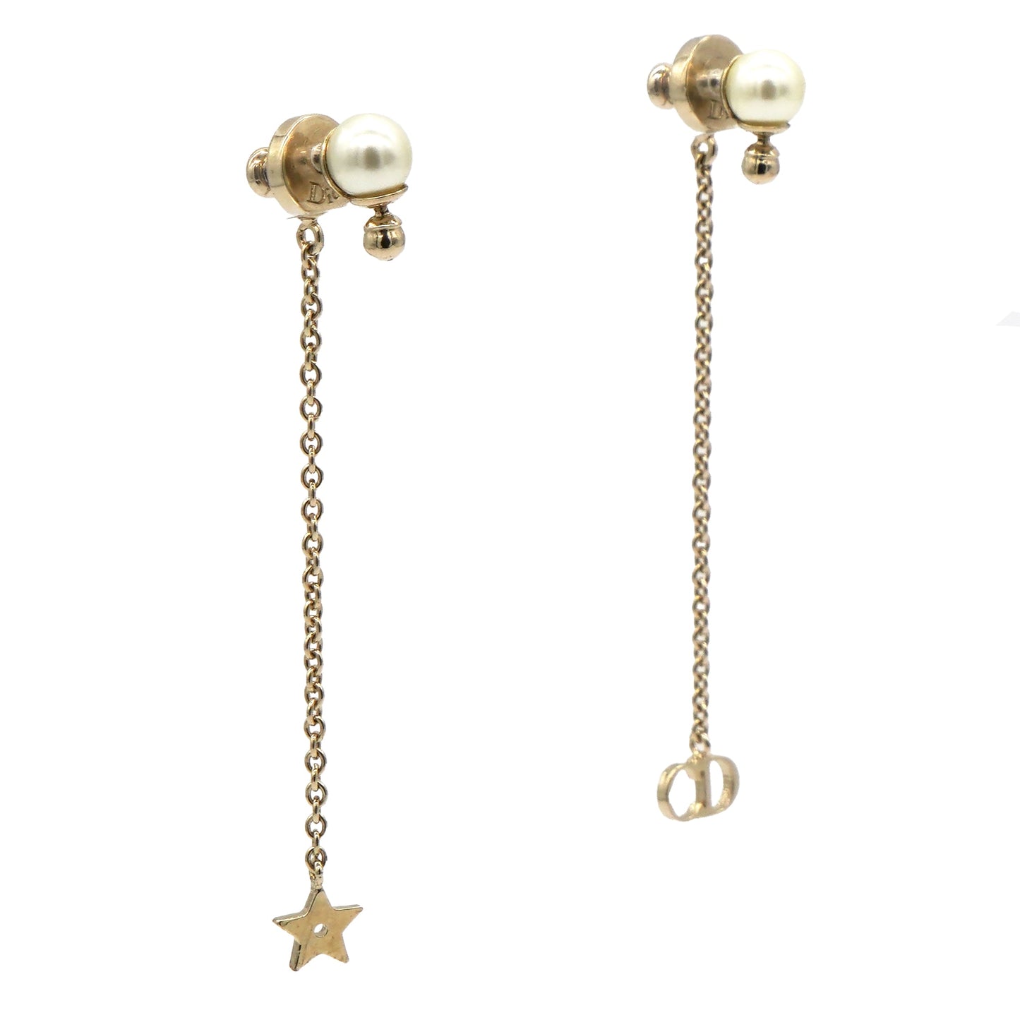 Dior Dior Pearl La Petite Tribale Dangle Chain Earrings Gold