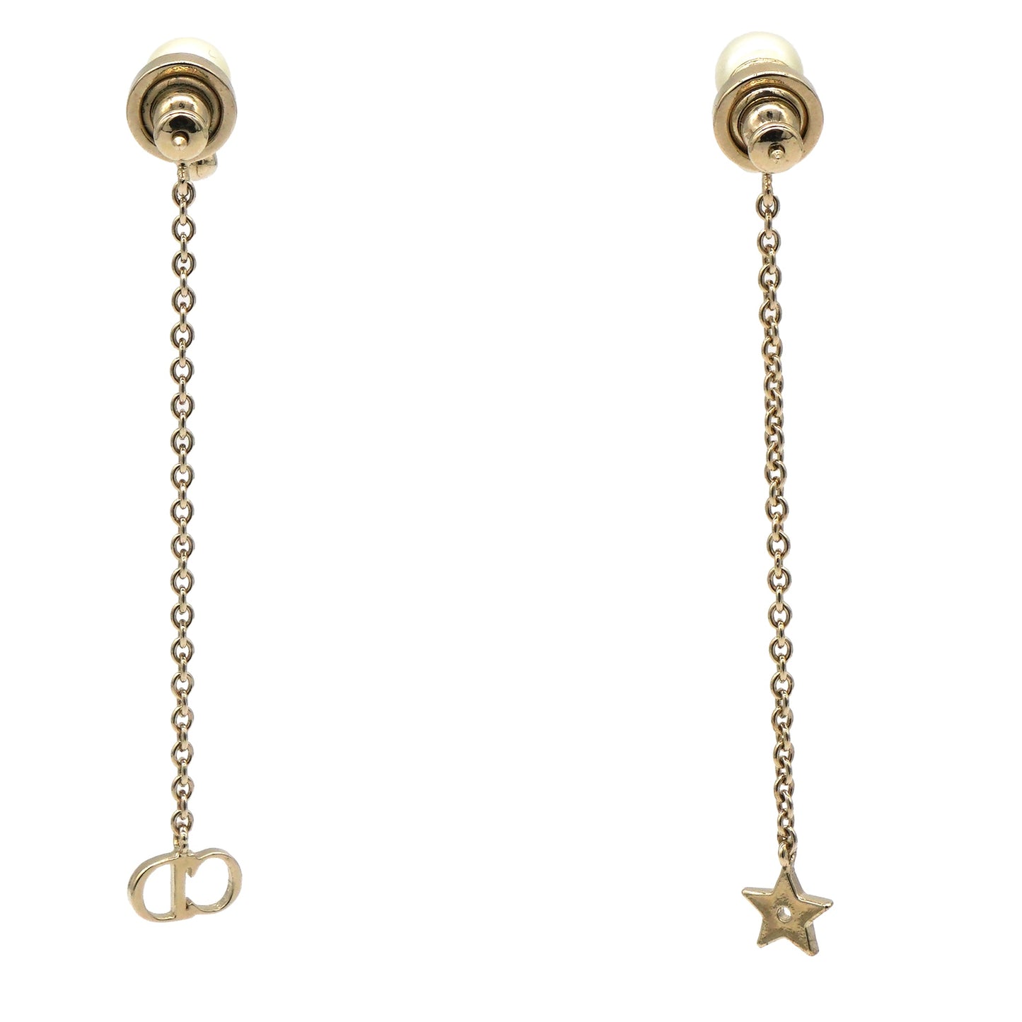Dior Dior Pearl La Petite Tribale Dangle Chain Earrings Gold