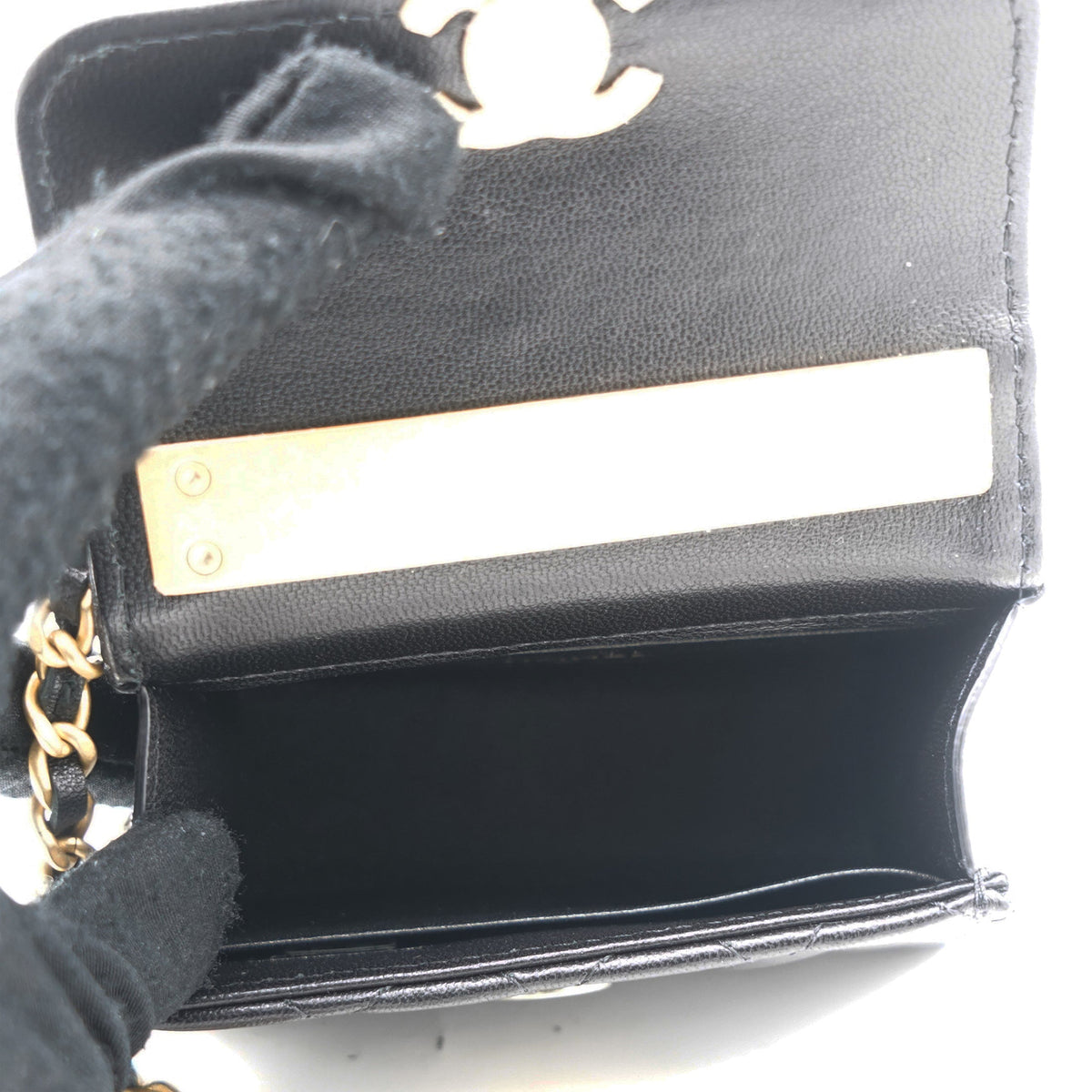 Chanel Mini Handle Clutch with Chain Black