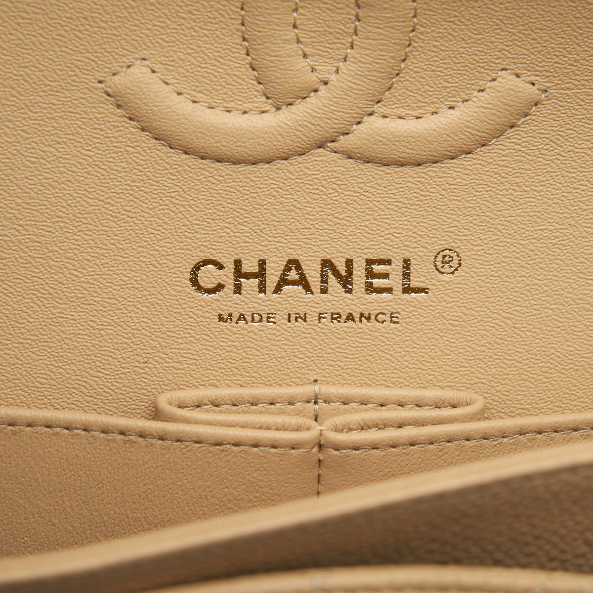Chanel small classic double flap bag caviar beige GHW
