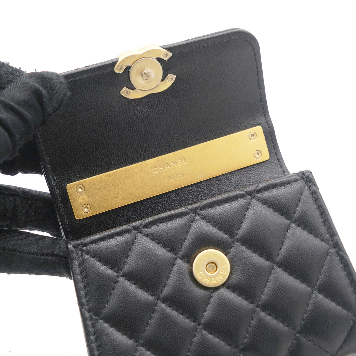 Chanel Mini Handle Clutch with Chain Black