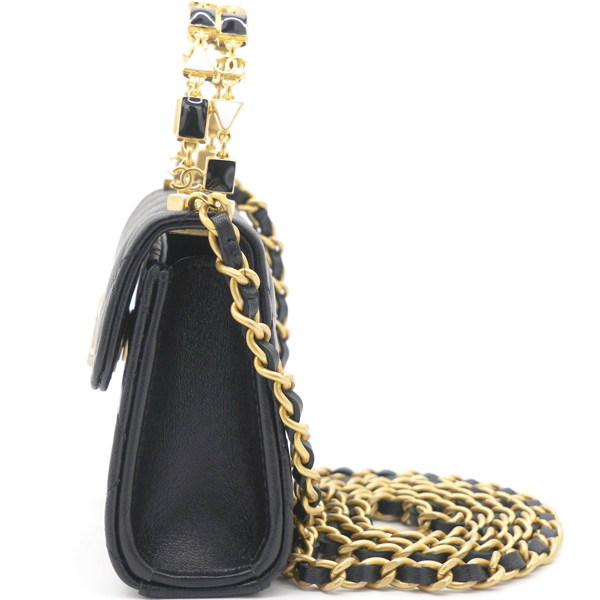 Chanel Mini Handle Clutch with Chain Black