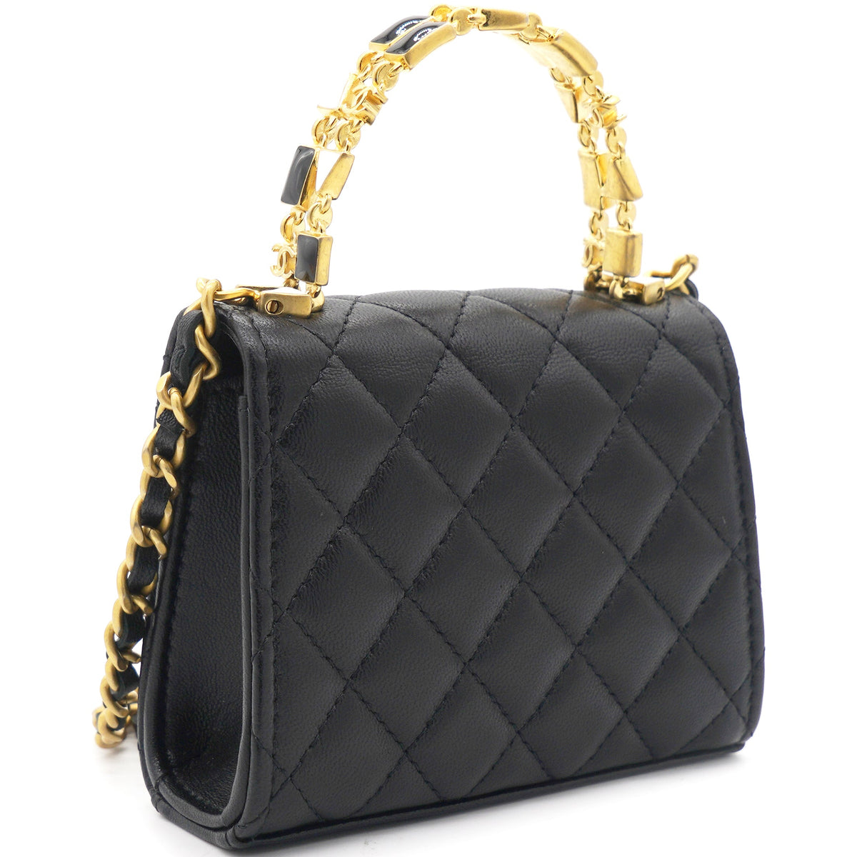 Chanel Mini Handle Clutch with Chain Black