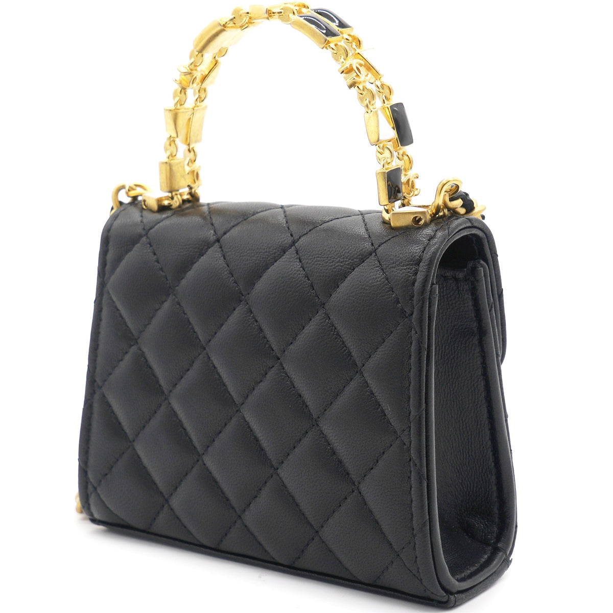 Chanel Mini Handle Clutch with Chain Black