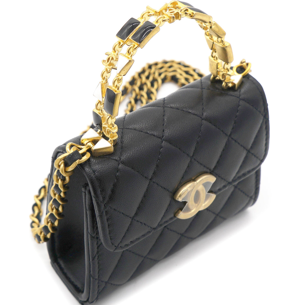 Chanel Mini Handle Clutch with Chain Black