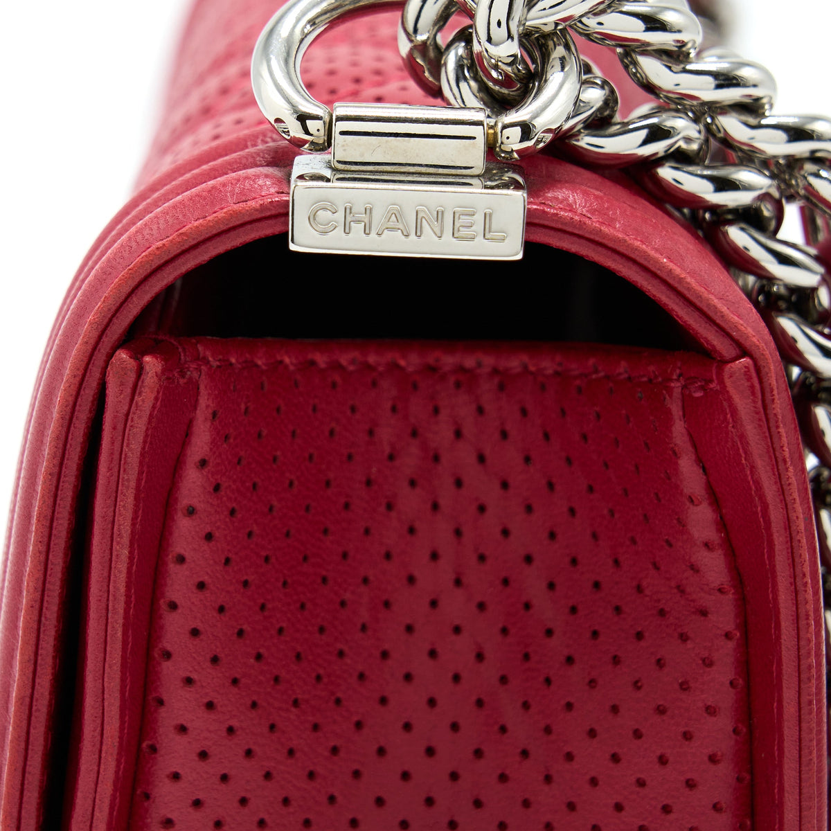 Chanel Medium Boy Bag Lambskin Red SHW