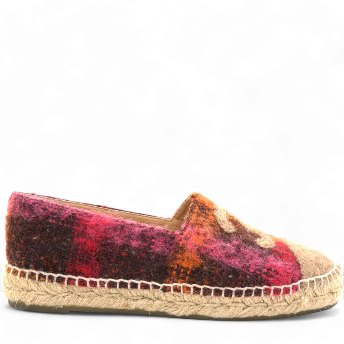 Chanel Tweed CC Espadrilles Brown Pink Size37