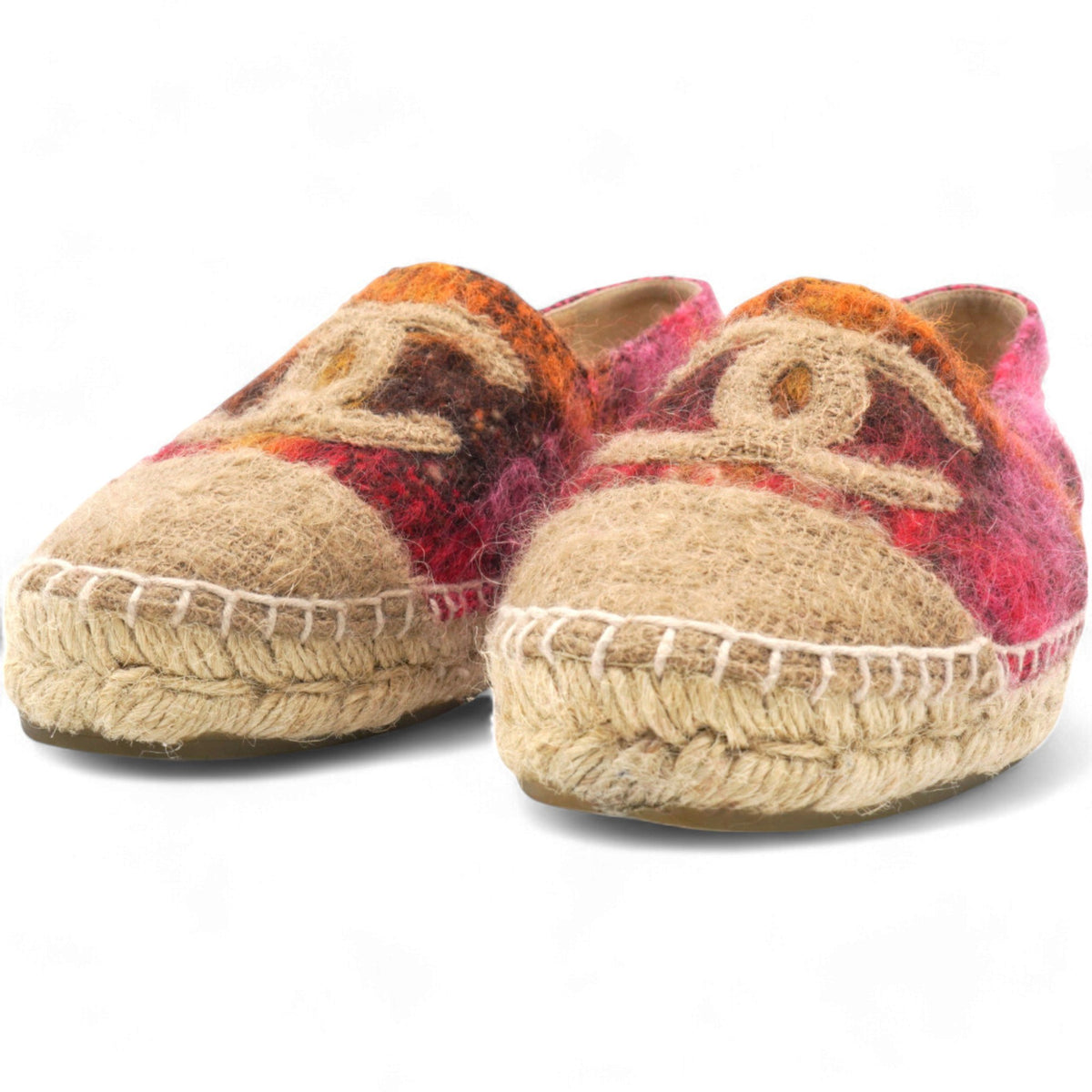 Chanel Tweed CC Espadrilles Brown Pink Size37