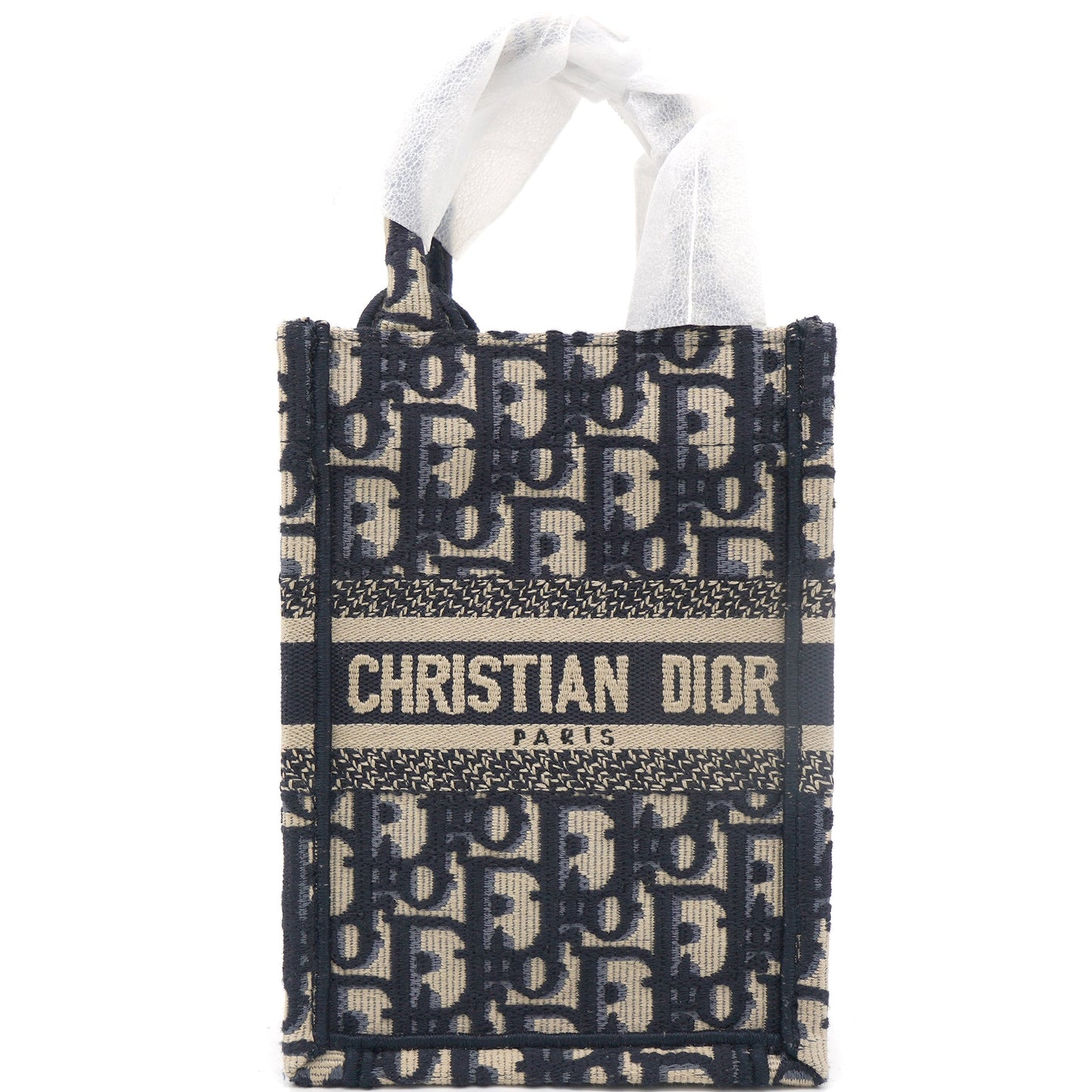 Dior Mini Dior Book Tote Phone Bag In Blue Dior Oblique Embroidery