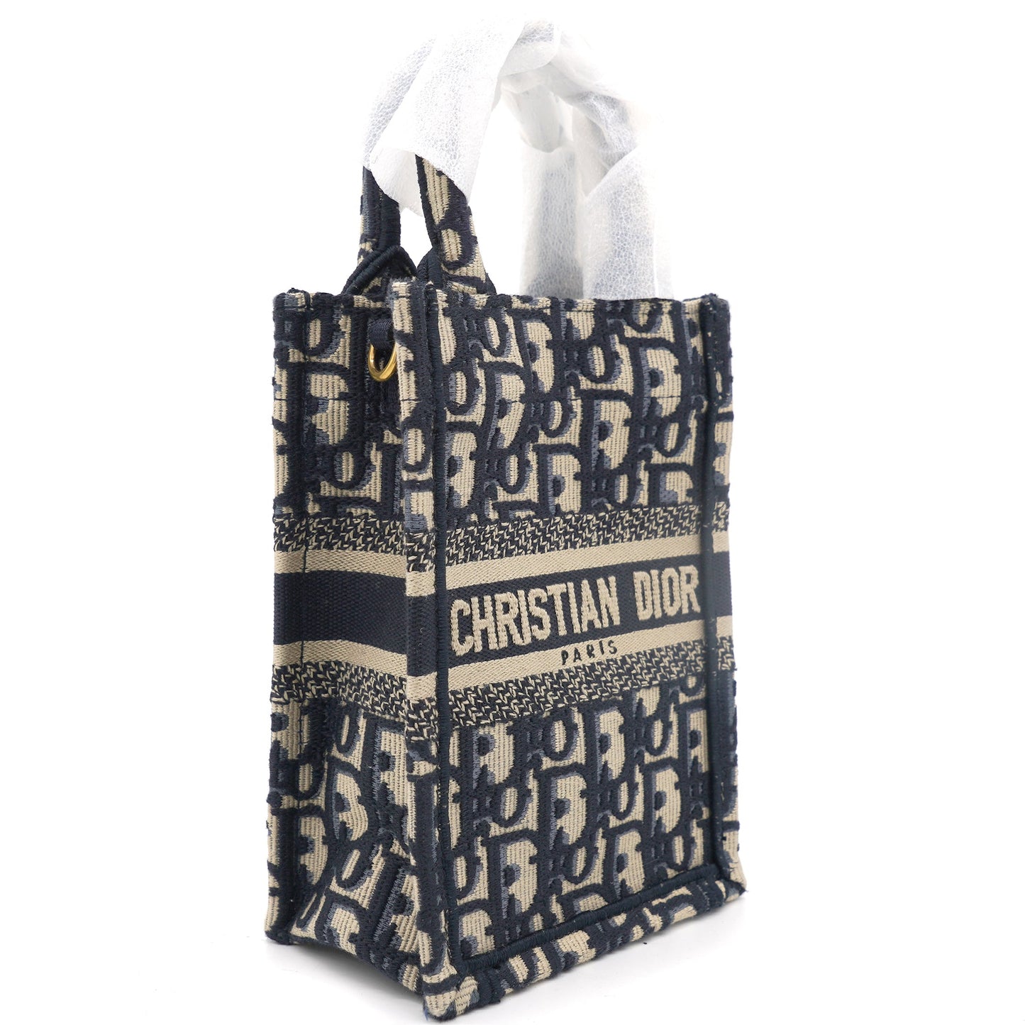 Dior Mini Dior Book Tote Phone Bag In Blue Dior Oblique Embroidery