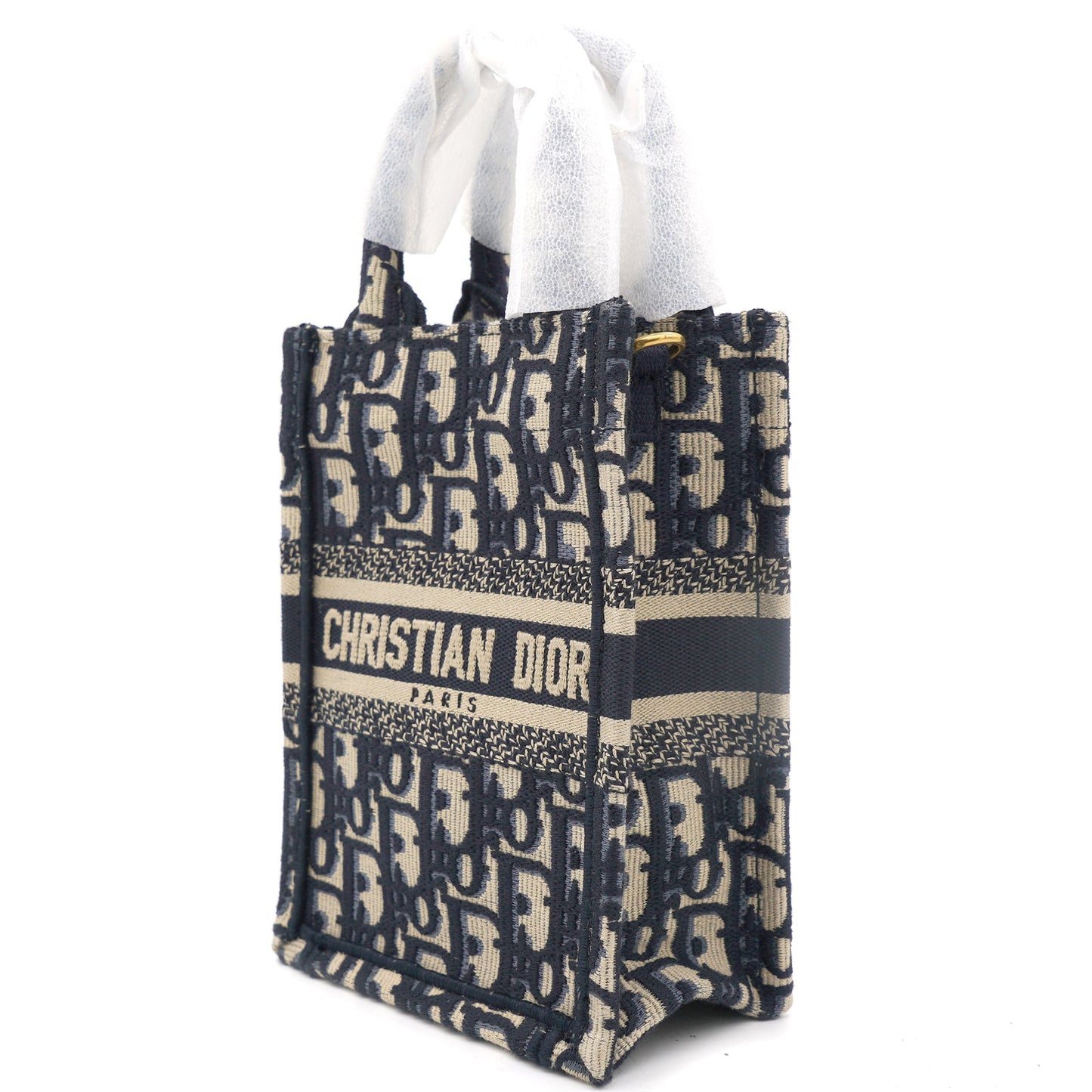 Dior Mini Dior Book Tote Phone Bag In Blue Dior Oblique Embroidery