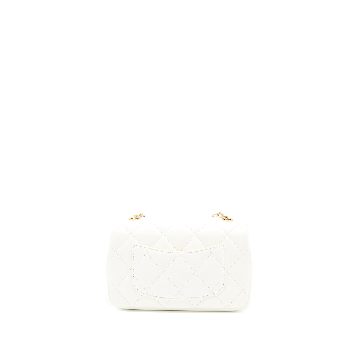 Chanel Quilted Flap Bag With Heart Charm Chain Lambskin White GHW(Microchip)