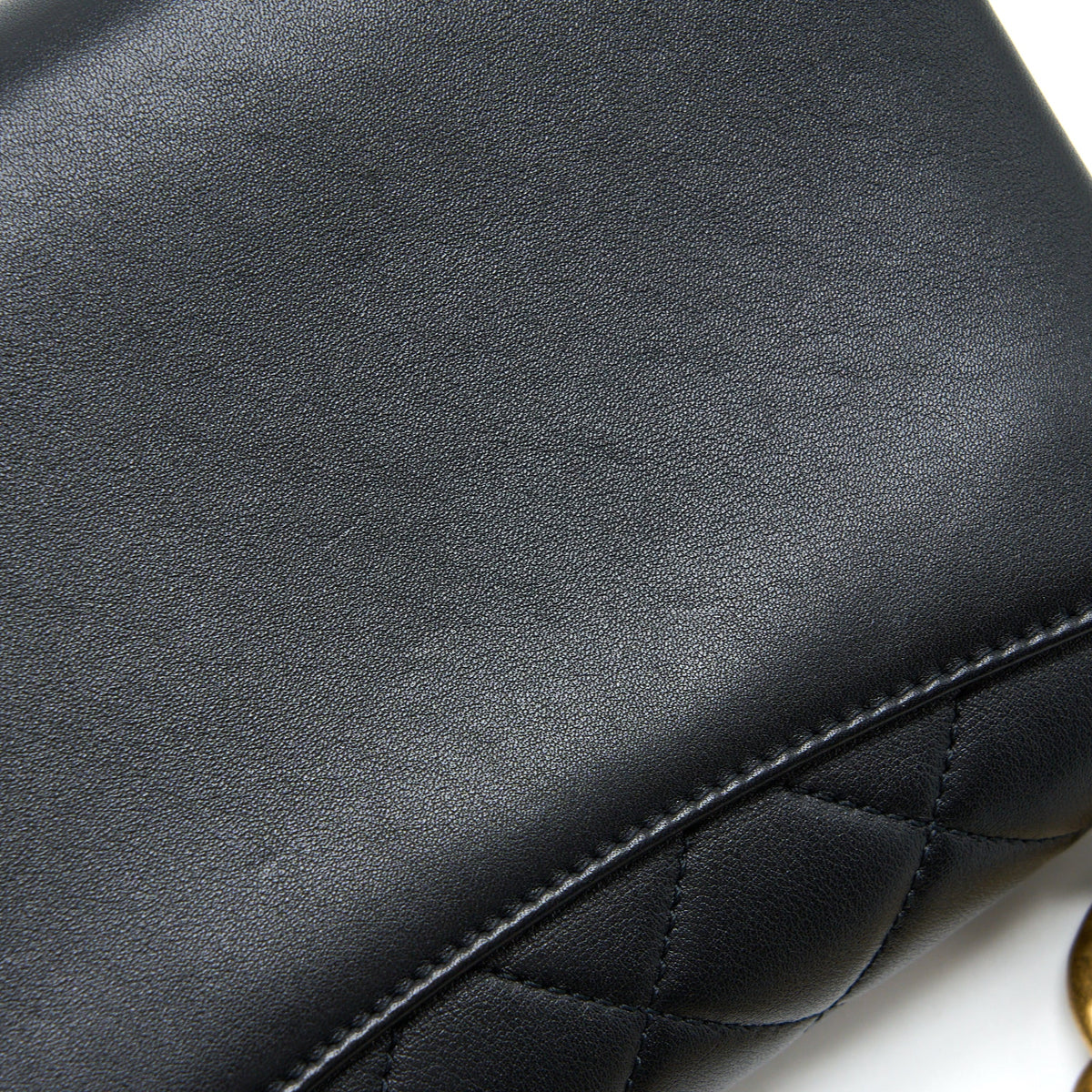 Chanel Seasonal Flap Bag Giant Chain Handle with Pearl Calfskin Black Brush GHW (Microchip)