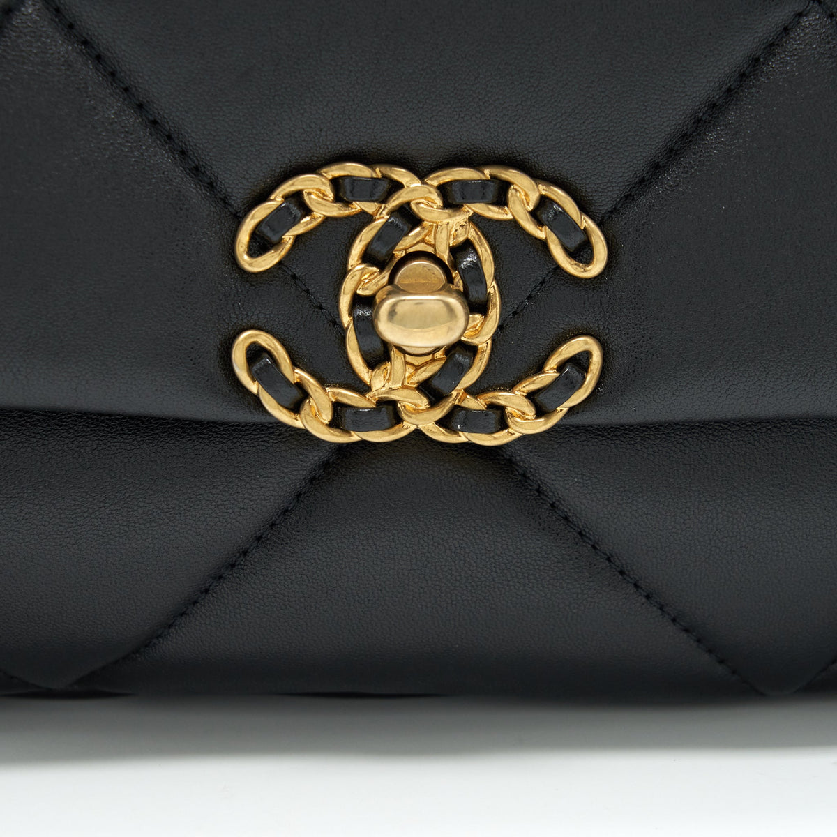 Chanel Small 19 Bag Lambskin Black With Gold And Silver Hardware