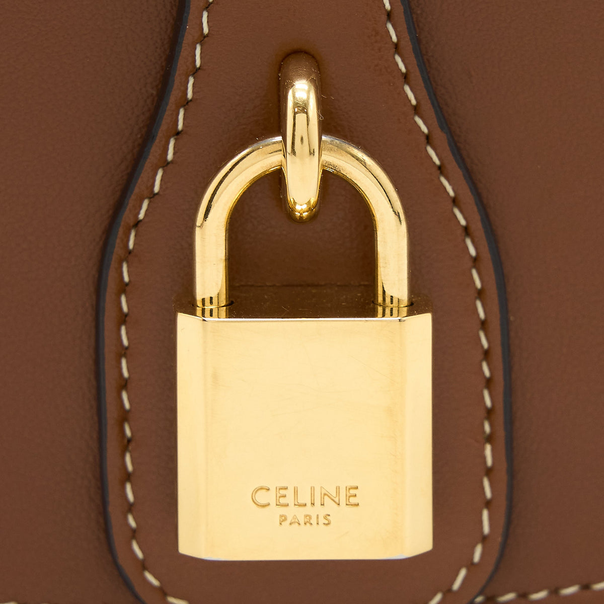 Celine Clutch On Strap Calfskin Tan GHW