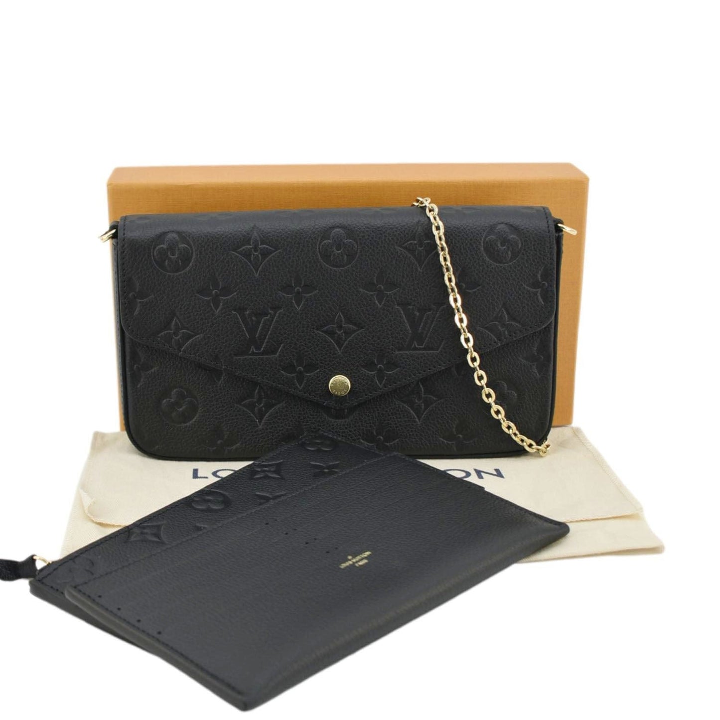 LOUIS VUITTON Felicie Pochette Empreinte Leather Crossbody Bag Black