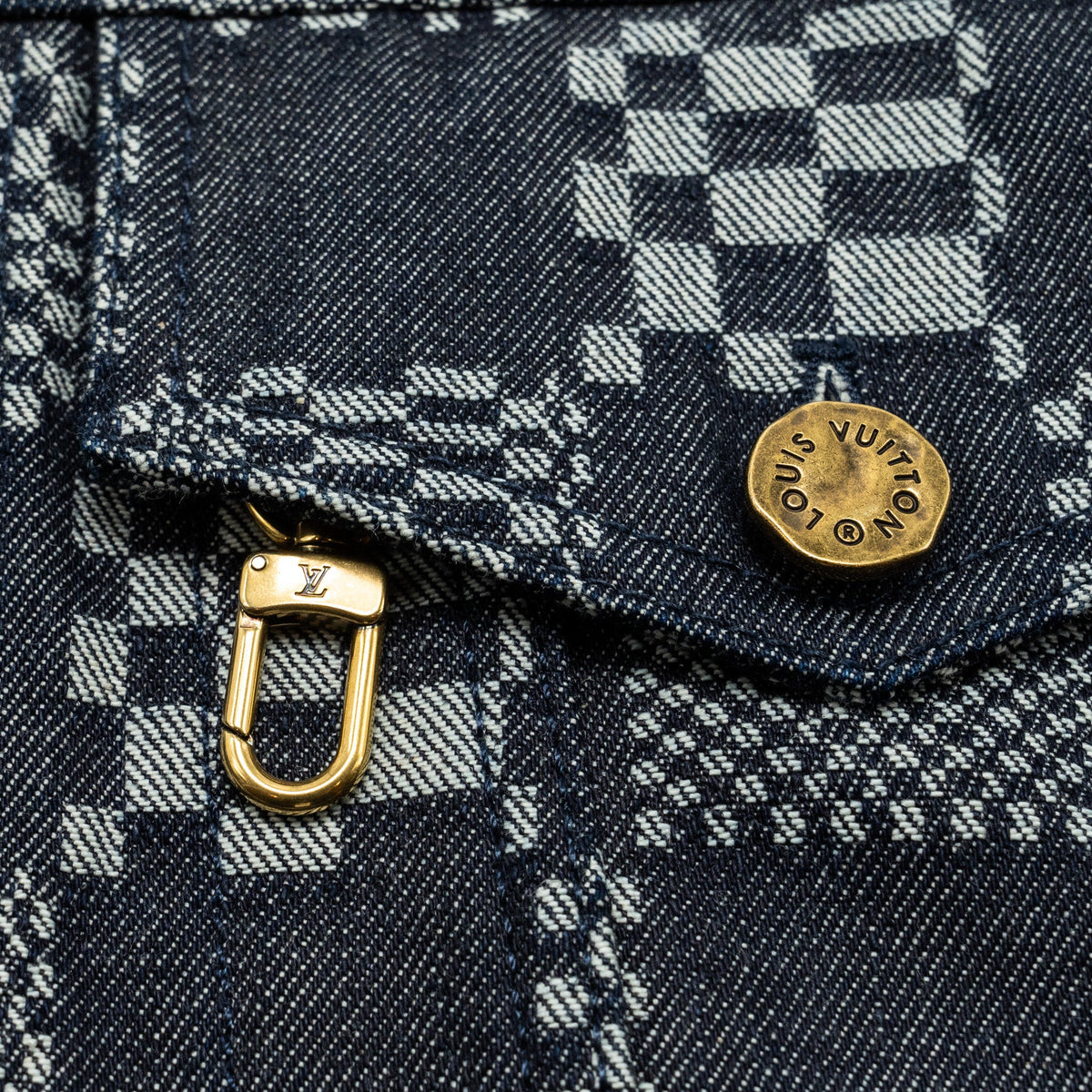 Louis Vuitton Size 46 Distorted Damier Denim Jacket Cotton Denim Navy