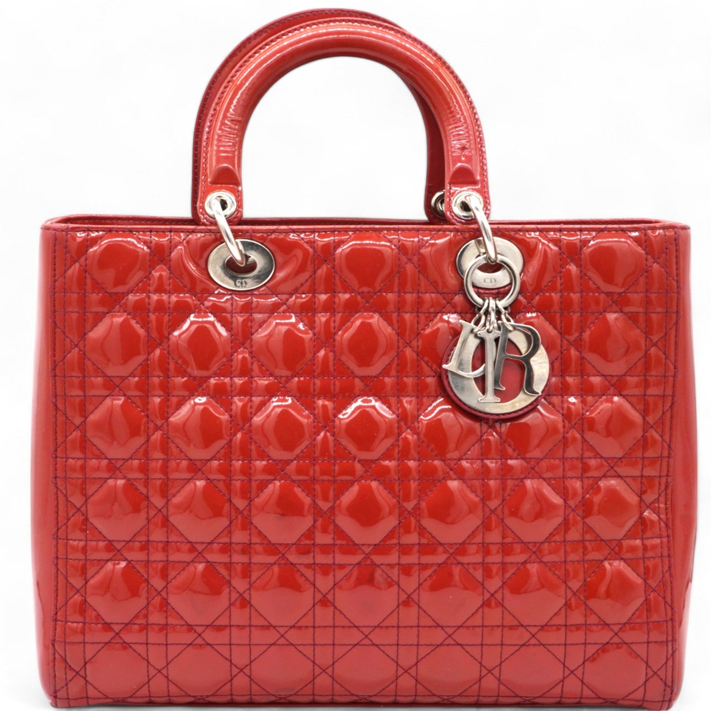 Dior Patent Cannage Large Lady Dior Red
