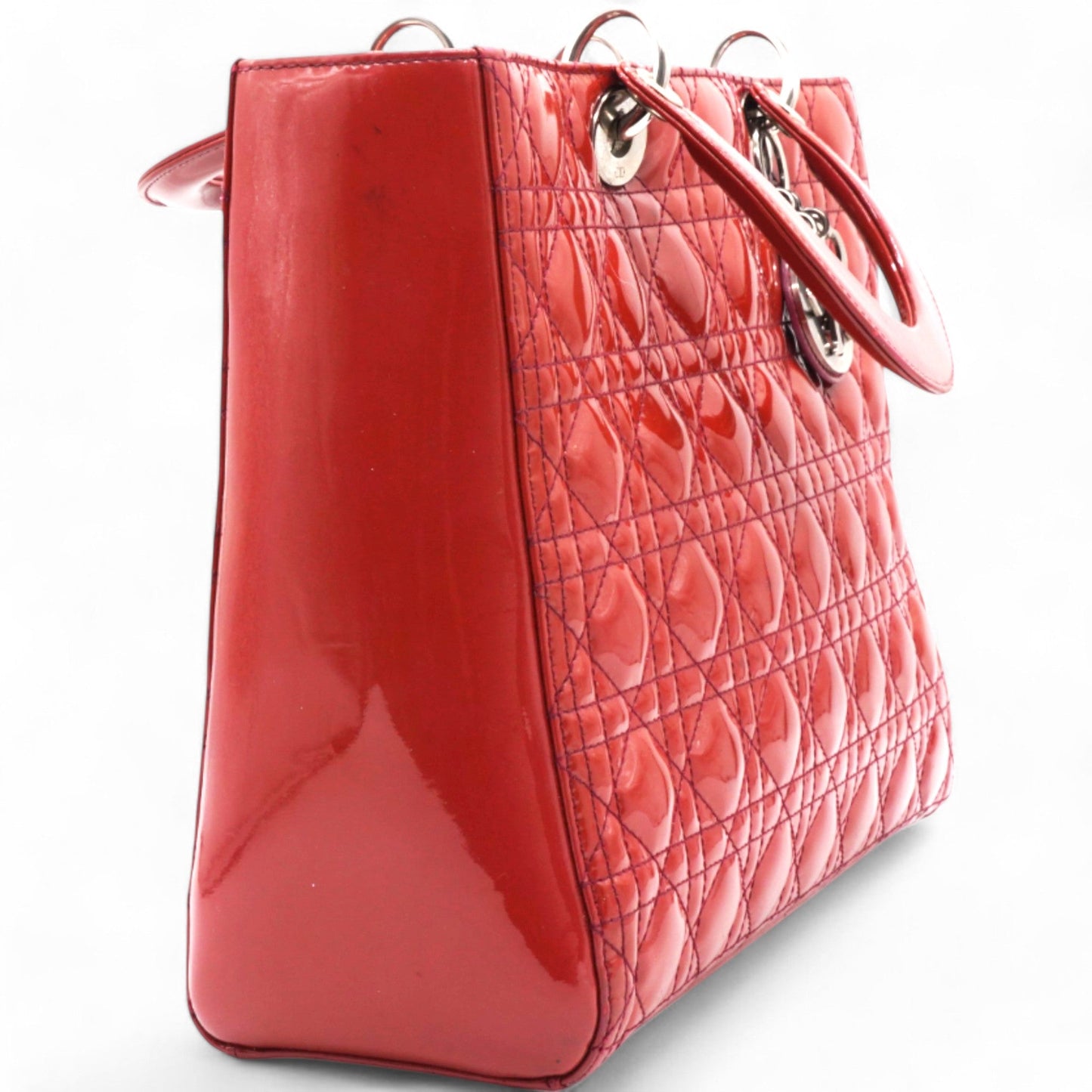 Dior Patent Cannage Large Lady Dior Red