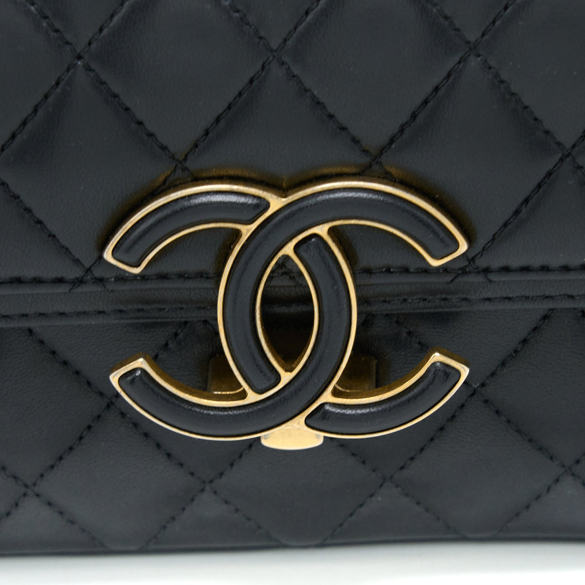Chanel Small Enamel CC Flap Bag Lambskin Black GHW