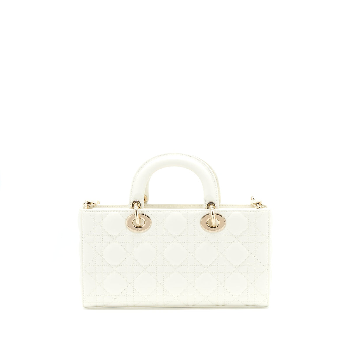 Dior Lady D-Joy Bag Latte Cannage Lambskin White LGHW