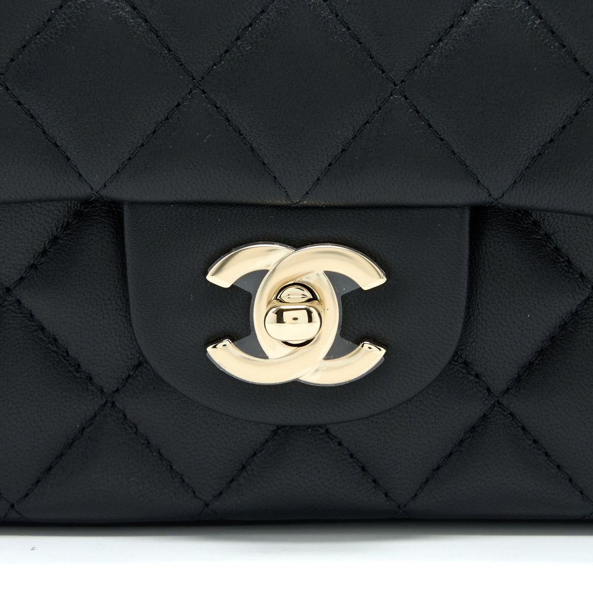 Chanel Top Handle Mini Rectangular Flap Bag Lambskin Black LGHW (Microchip)