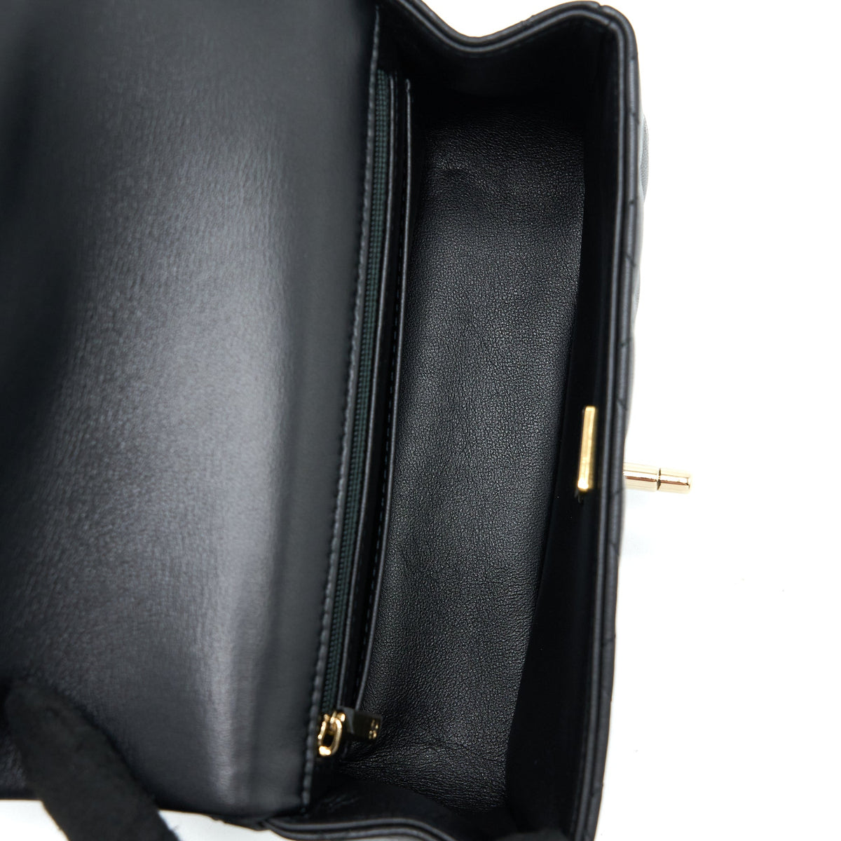 Chanel Top Handle Mini Rectangular Flap Bag Lambskin Black LGHW (Microchip)