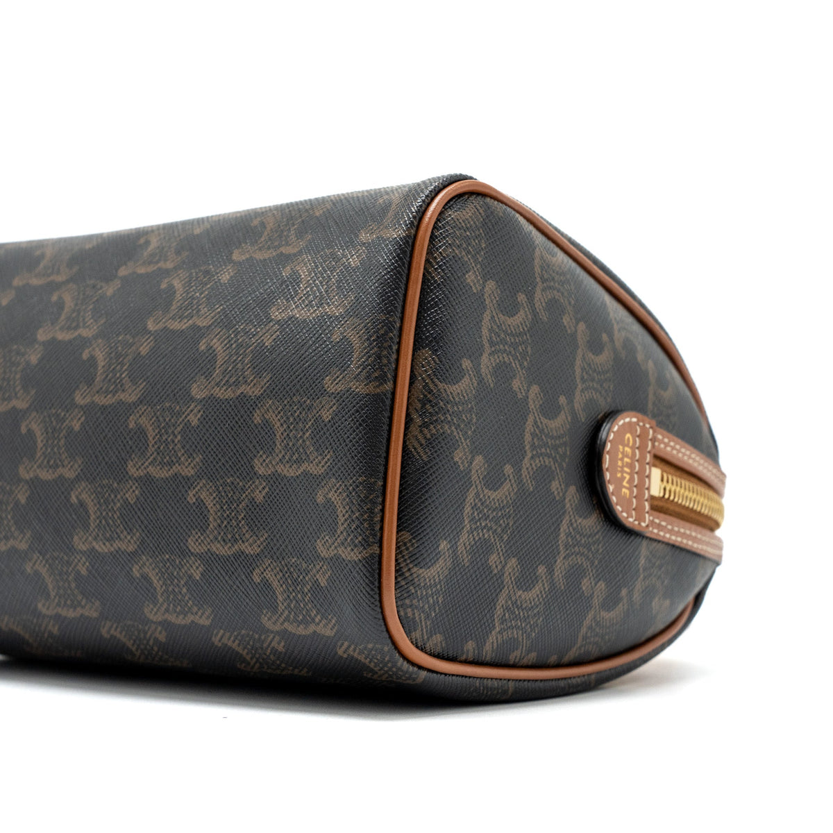 Celine Small Boston Bag Triomphe Canvas/Calfskin Tan GHW